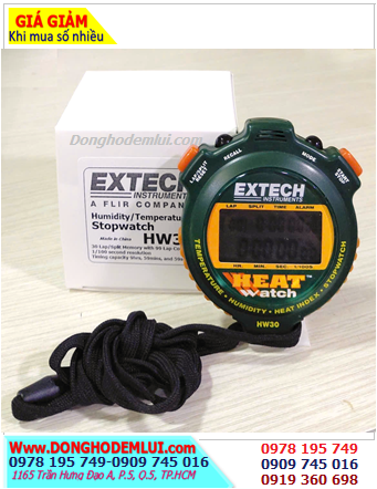 Extech HW30 _Đồng hồ bấm giây Stopwatch có Memory với 99 Laps HeatWatch™ Humidity/Temperature Stopwatch 